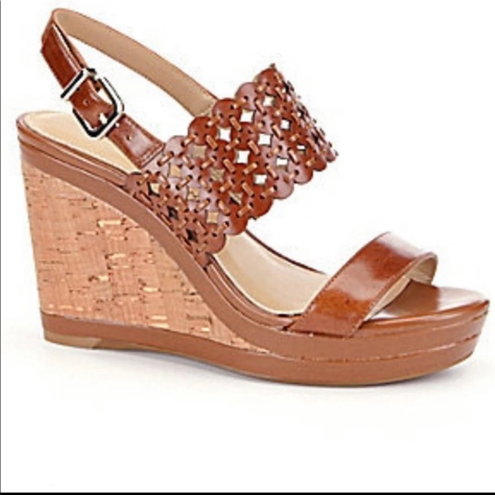 Antonio Melani Brown Laser Cut Cork Wedges